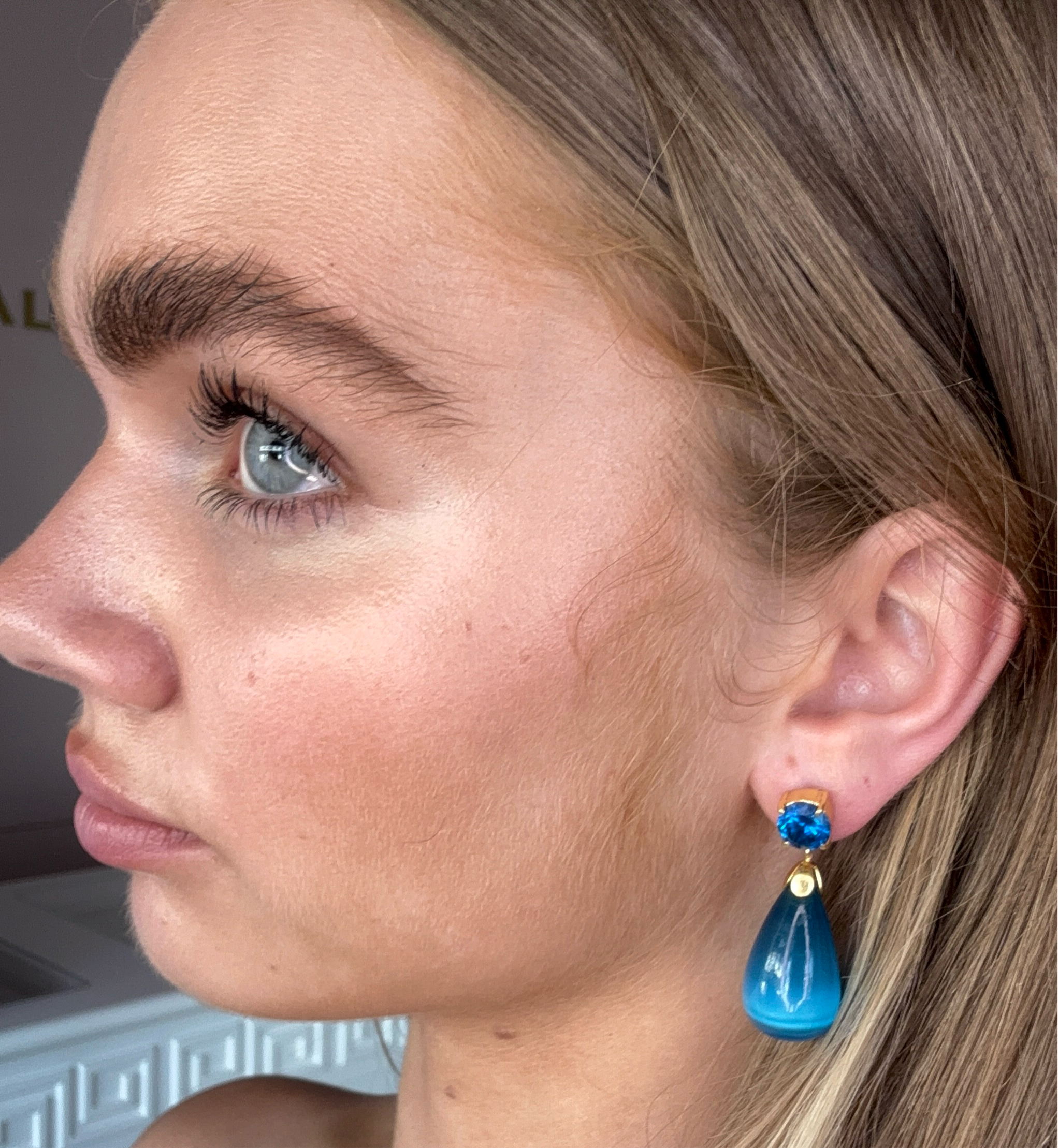 London Blue Topaz and Cat's Eye Drop Earrings: The Loren
