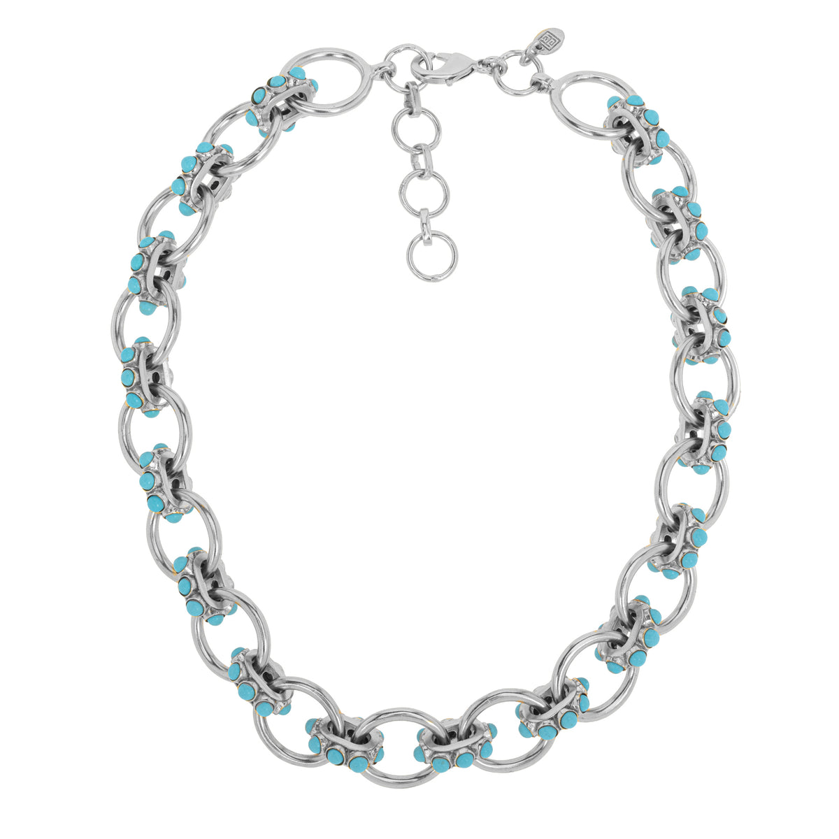 Chunky Link Gold Necklace With Turquoise: The Nicola