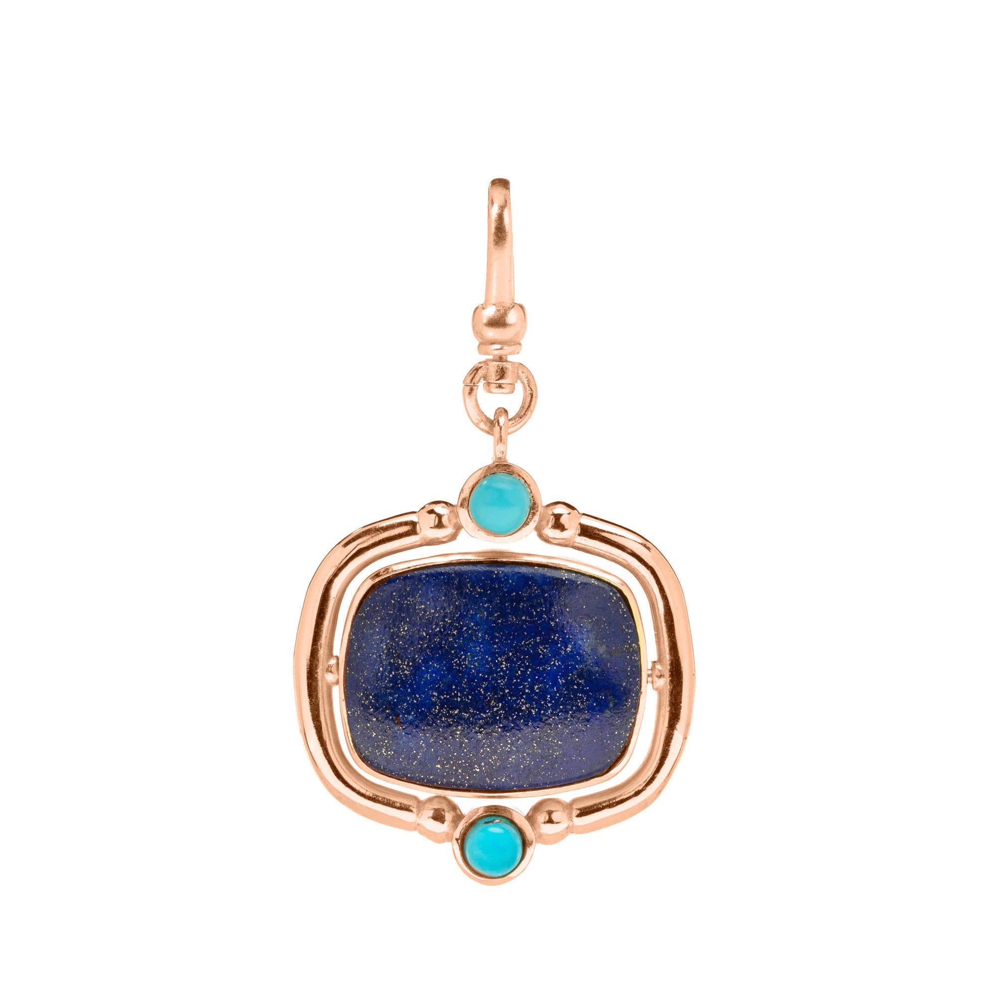 The Odette: 4-in-1 Cushion Gemstone Charm (Lapis Lazuli and Pink Opal)