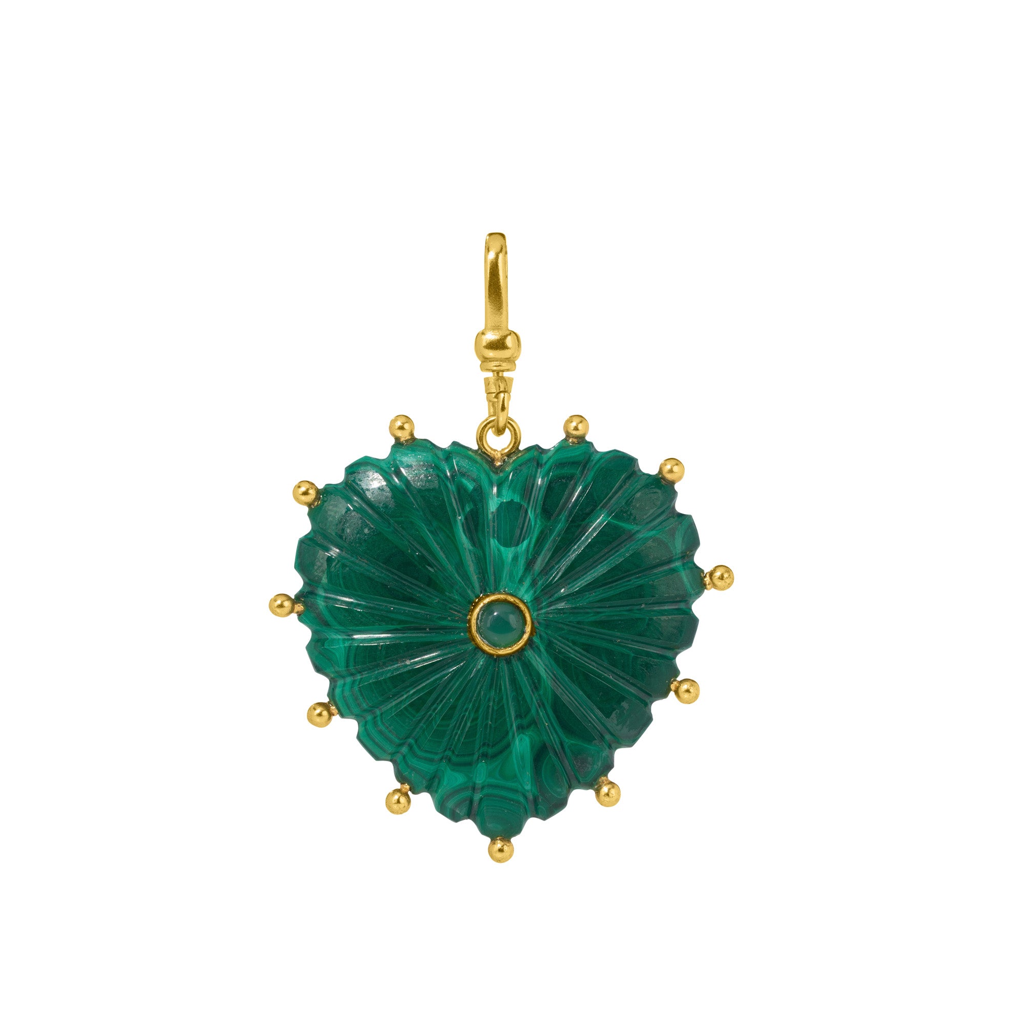 Reversible Carved Malachite Heart: The Mabel