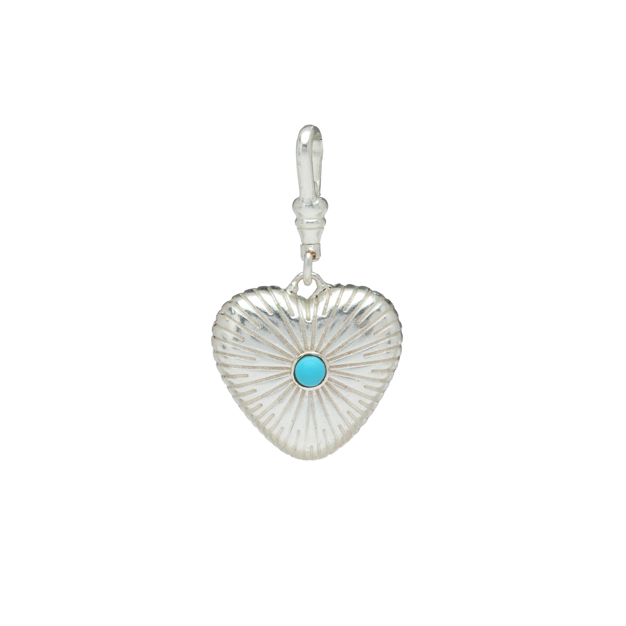 Engraved Puffy Heart Reversible Gemstone Charm