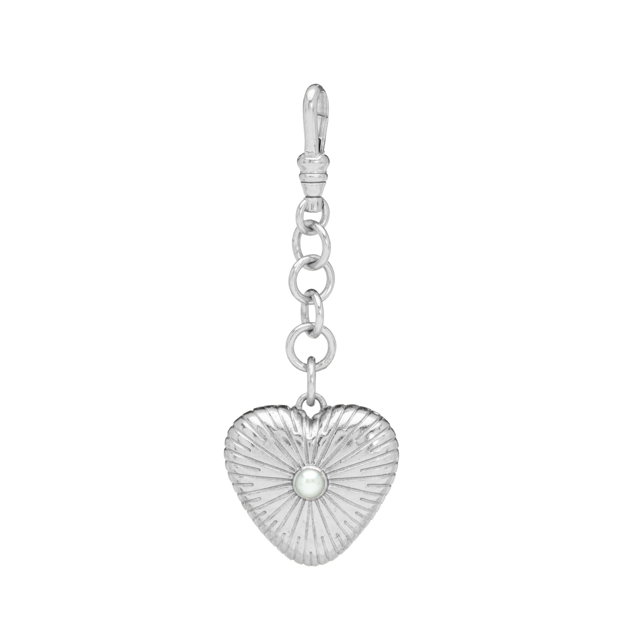 Engraved Puffy Heart Reversible Gemstone Charm
