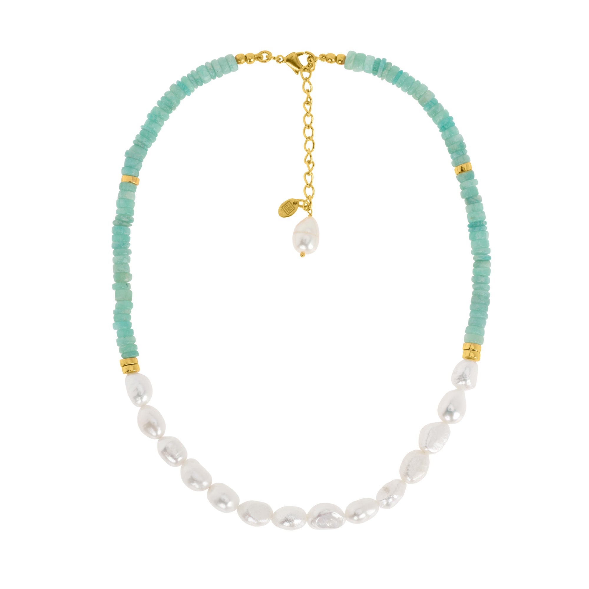 Amazonite And Freshwater Pearl Necklace: The Jodhi