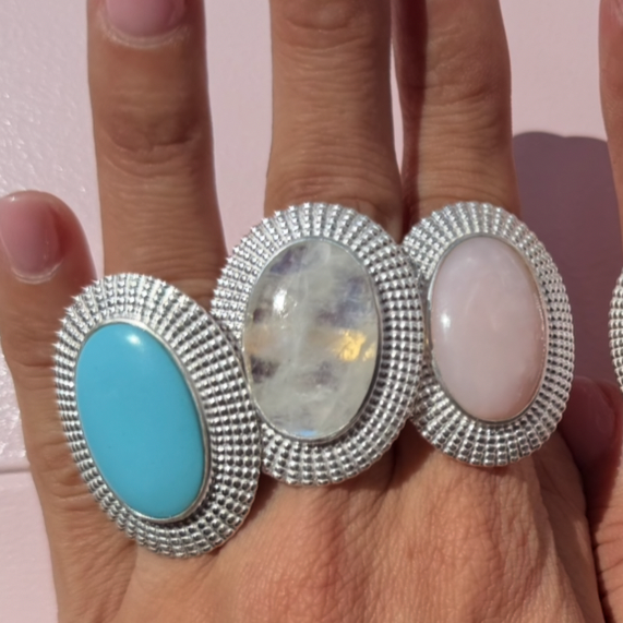 Large Oval Amazonite Ring: The Cleopatra
