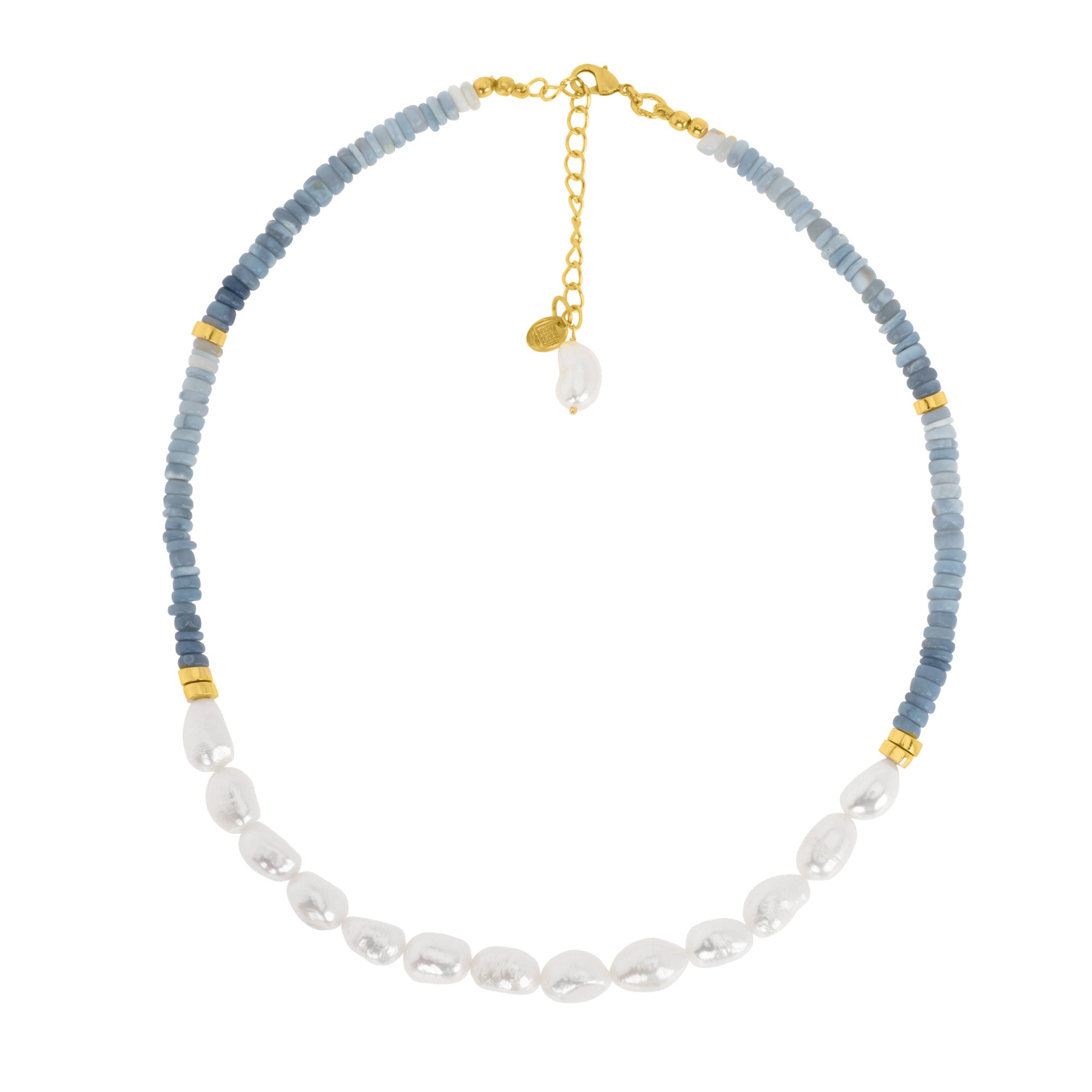 Blue Opal And Freshwater Pearl Necklace: The Jodhi