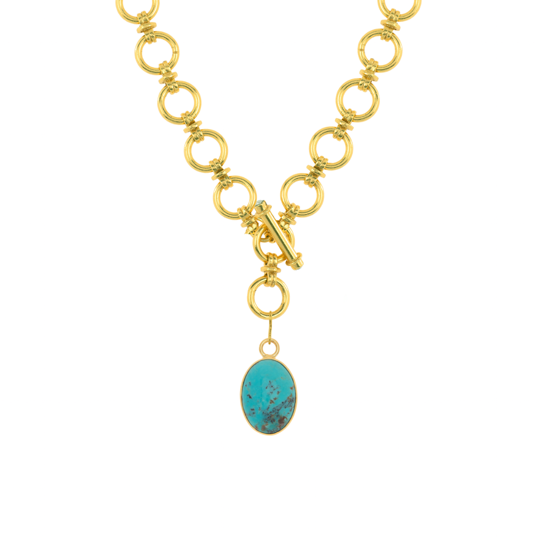 18k Gold Vermeil Chunky Link T-Bar Necklace: The Willow