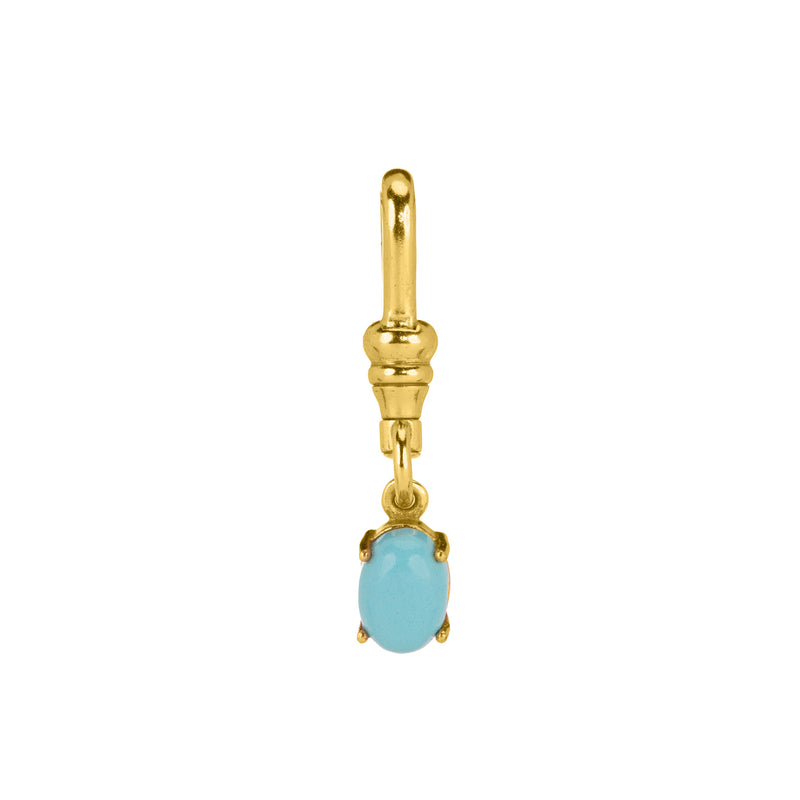 Mini Prong Oval Gemstone Charm (Turquoise)