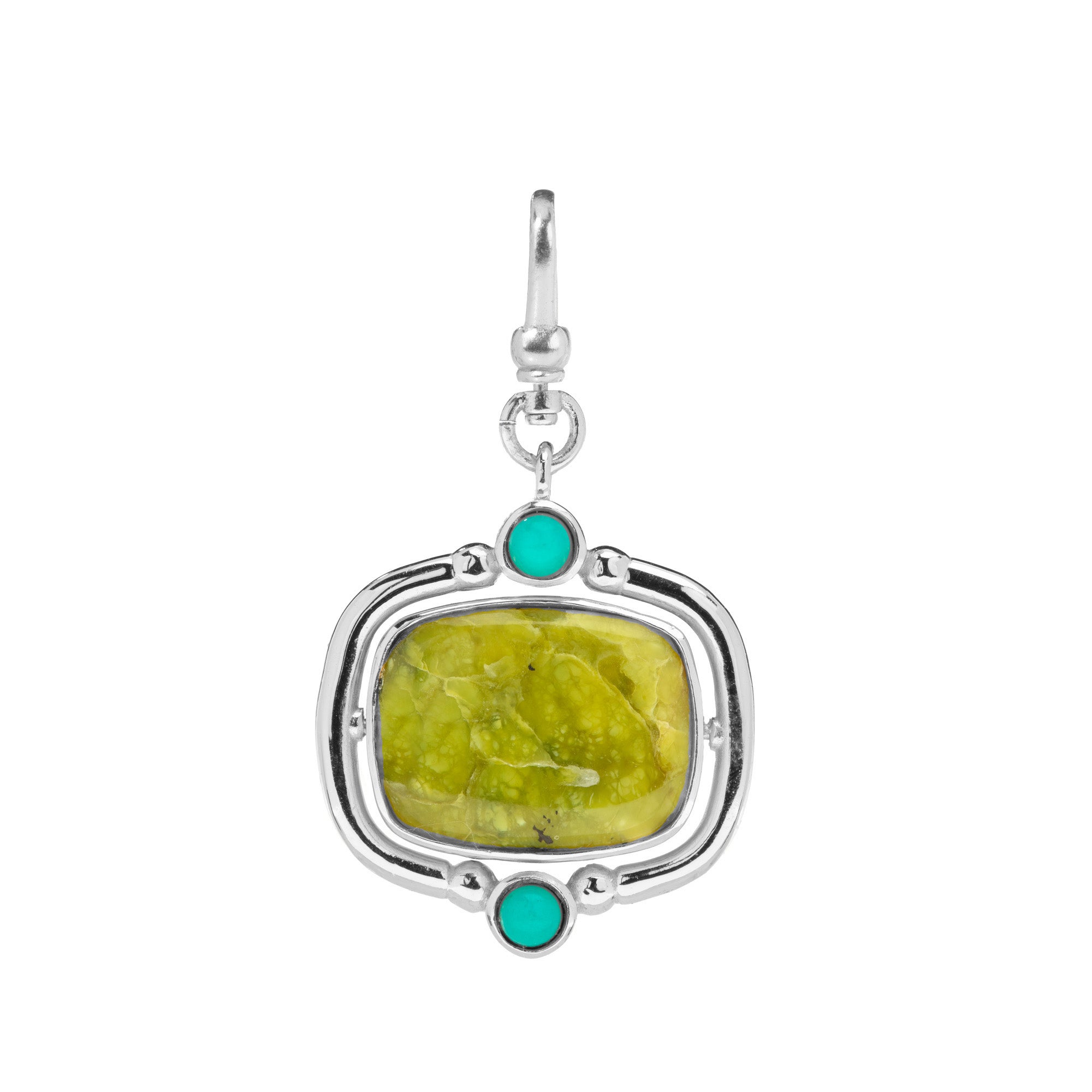 The Odette: 4-in-1 Cushion Gemstone Charm (Lizardite and Arizona Turquoise)