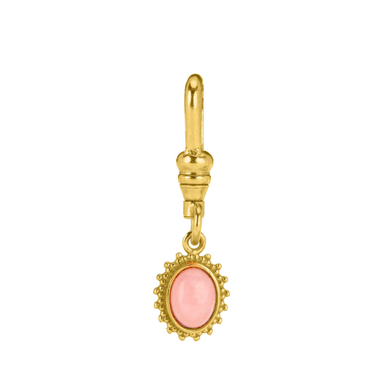 Mini Sunburst Bezel Charm (Pink Opal)