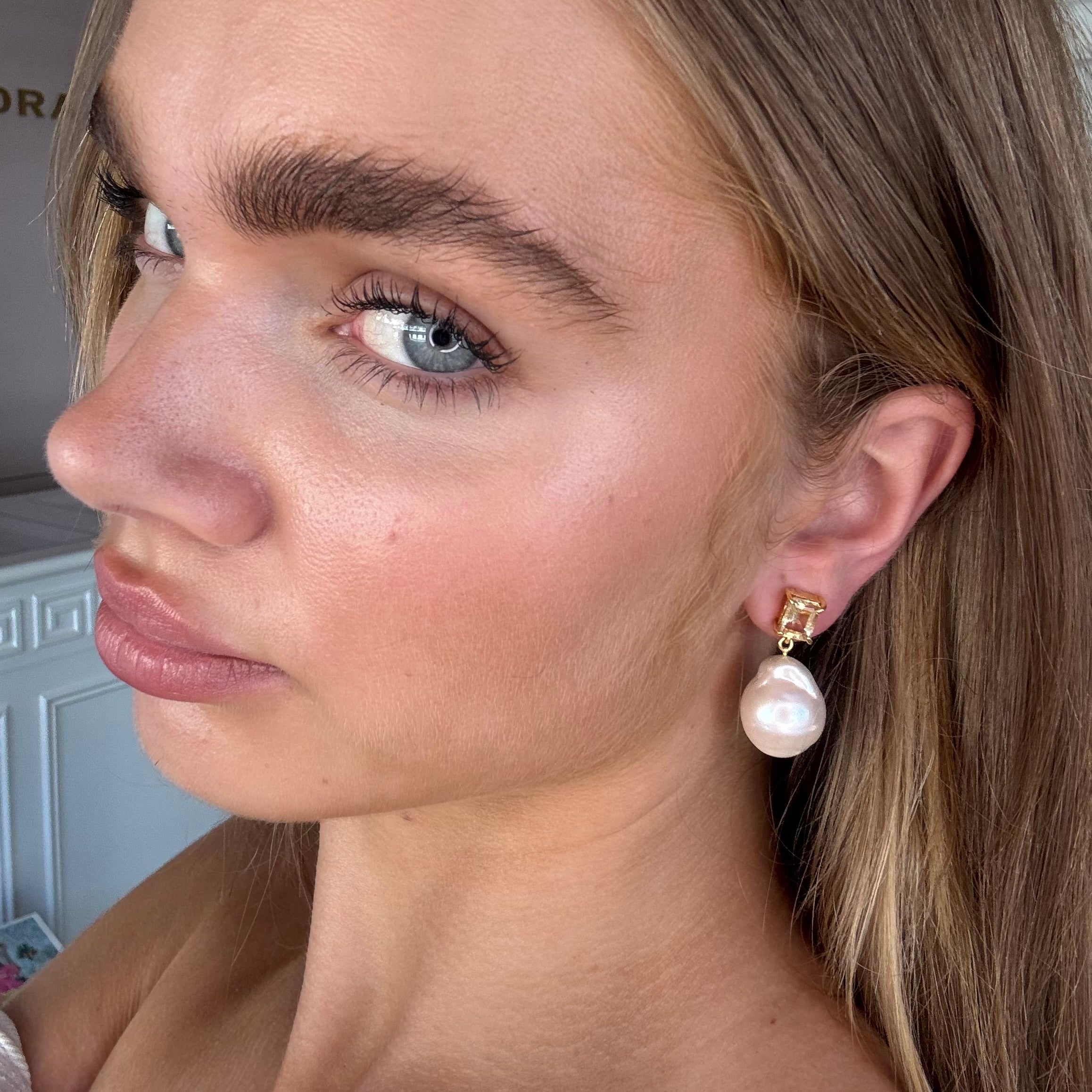 Citrine And Baroque Pearl Earrings: The Bellen