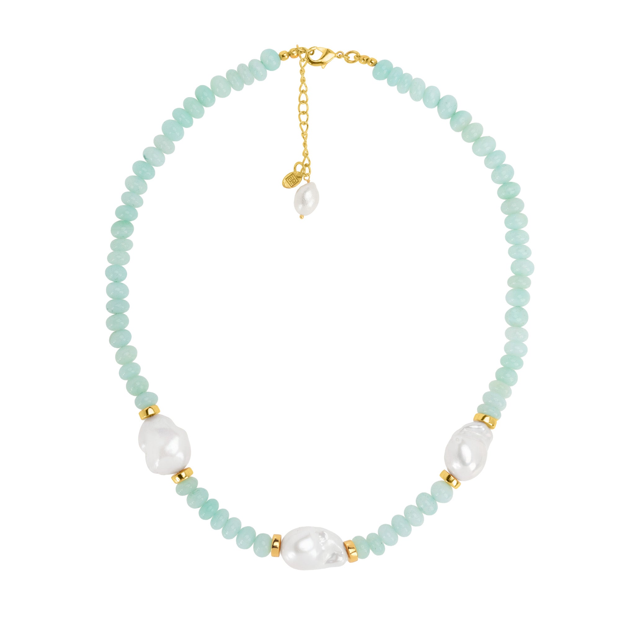 Aquamarine And Baroque Pearl Necklace: The Jenna