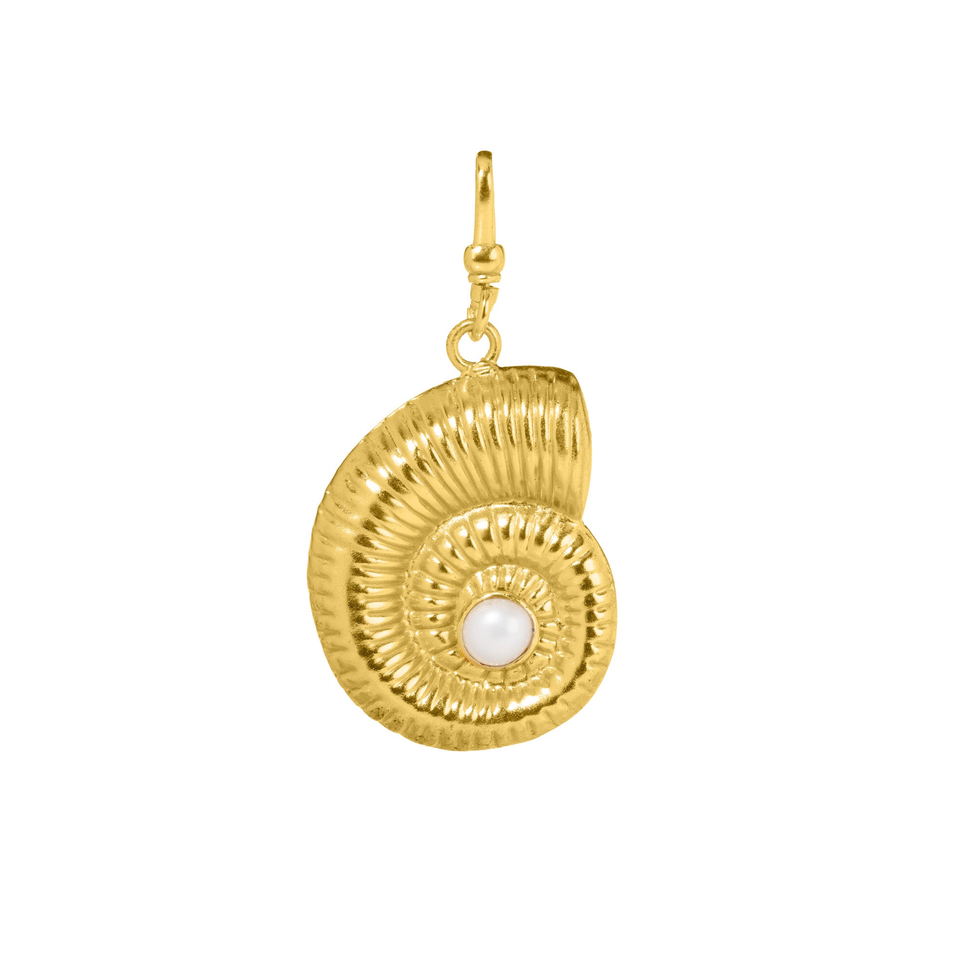 The Aurora : Reversible Ammonite Gold Shell (Coral & Pearl)