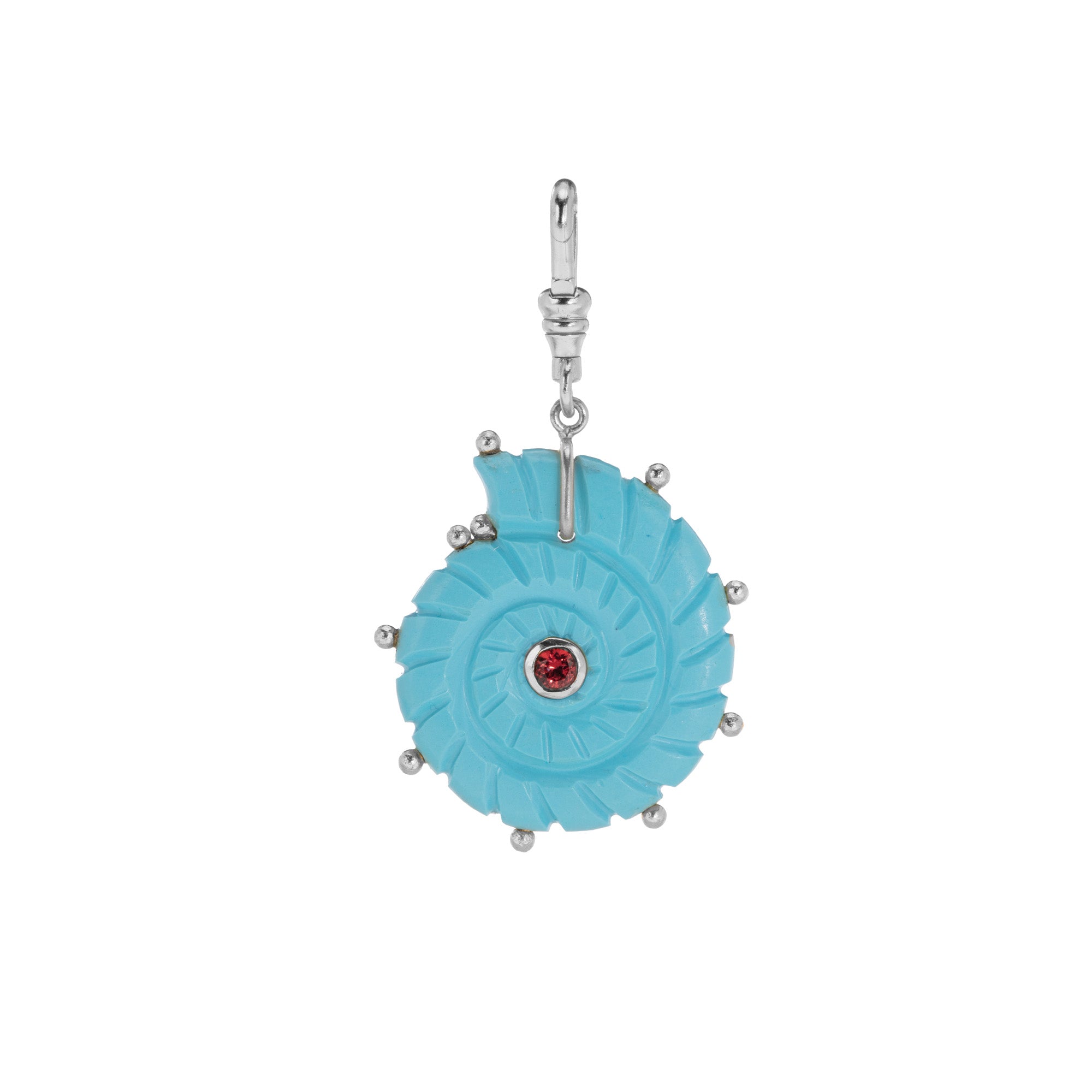 The Marina: Reversible Carved Turquoise Ammonite Shell