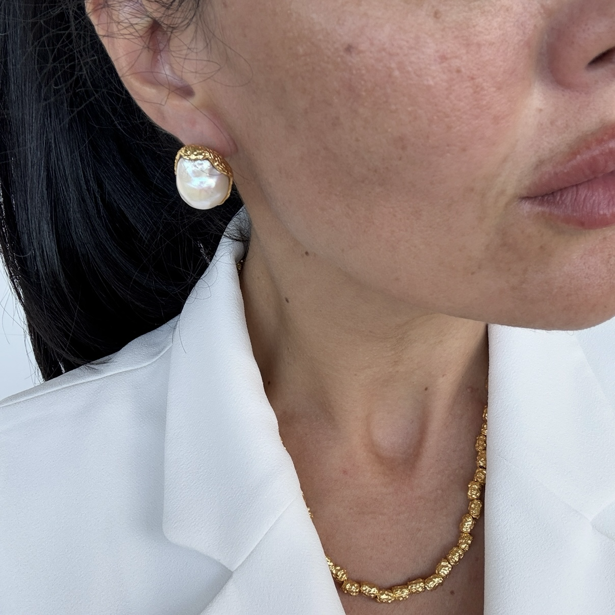 Natural Baroque Pearl Studs: The Margot