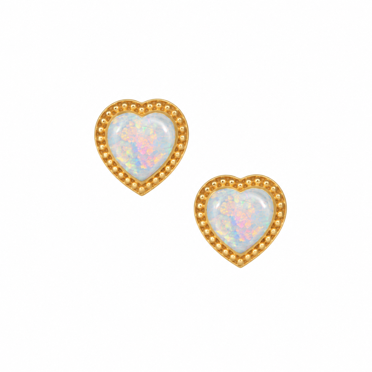 Opal Love Heart Studs: The Manuela