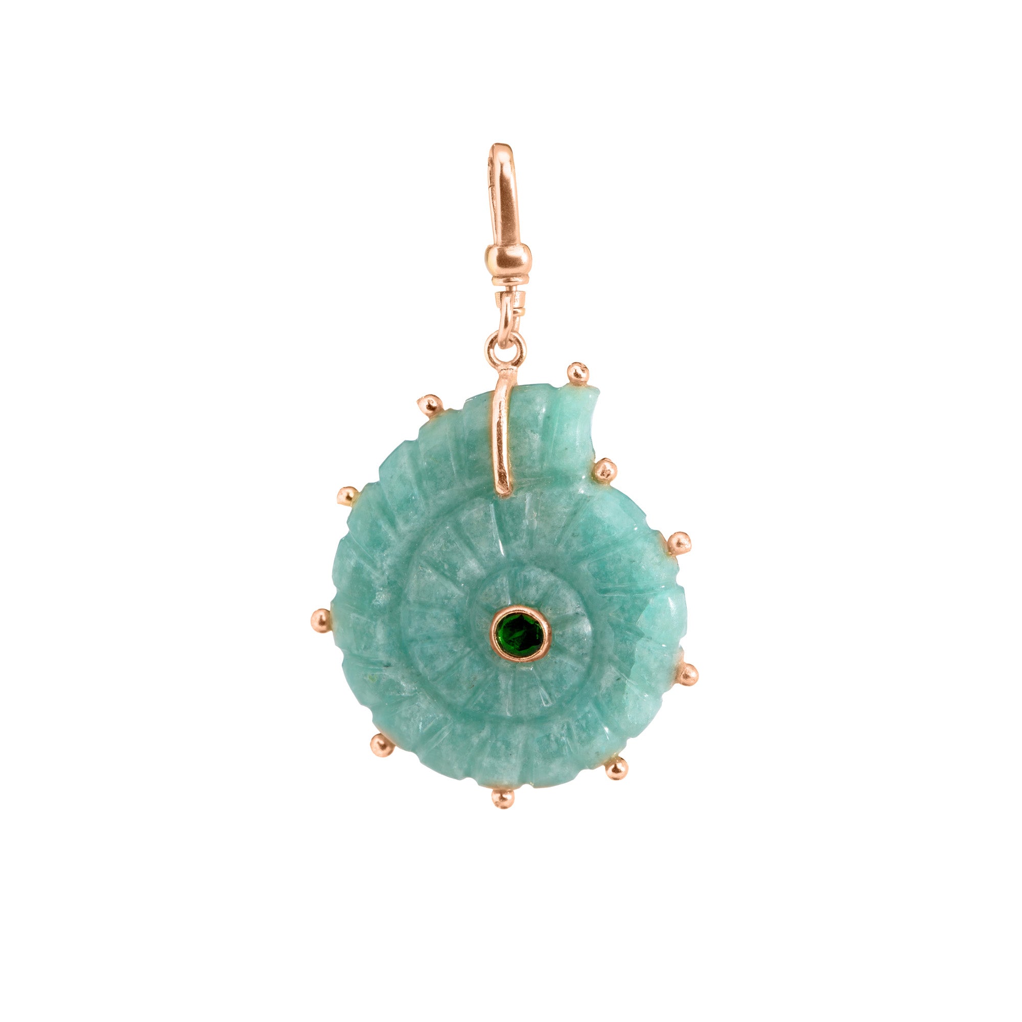 The Marina: Amazonite Reversible Carved Ammonite Shell