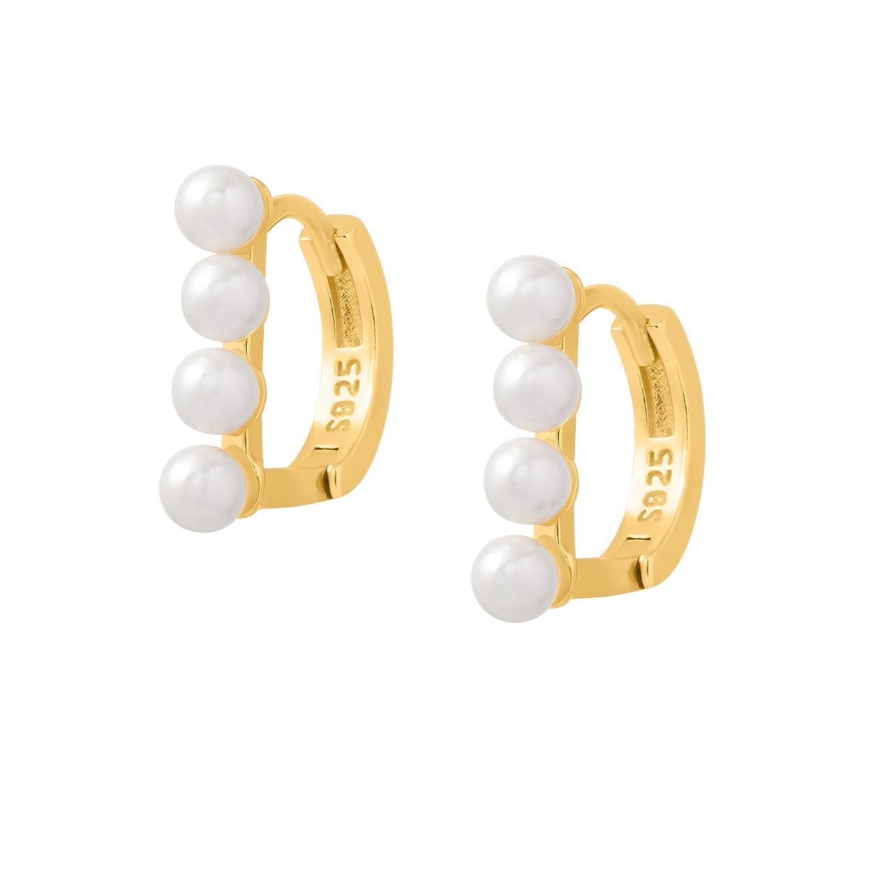 5 for 60% Off - 18k Gold Vermeil Pearl Huggie Hoops: The Belinda
