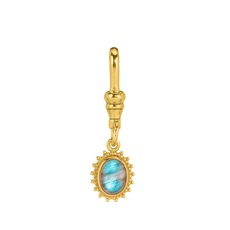 Mini Sunburst Bezel Charm (Labradorite)
