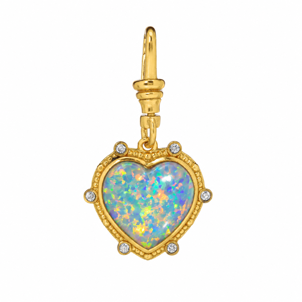 Opal Heart With White Topaz Bezel Charm: The Samantha