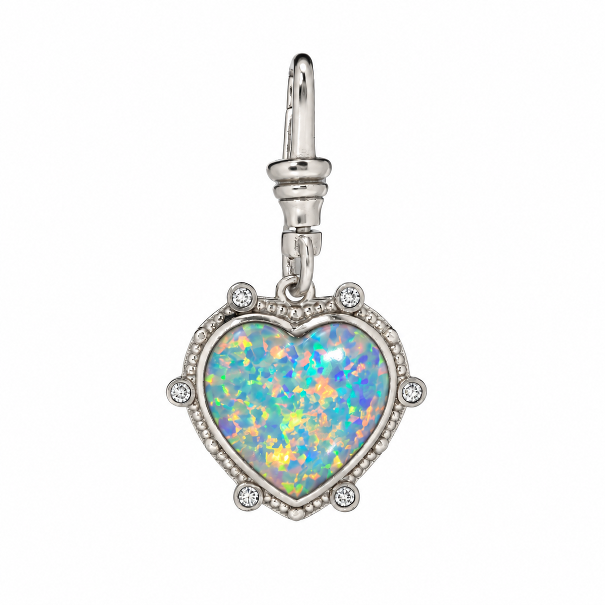Opal Heart With White Topaz Bezel Charm: The Samantha
