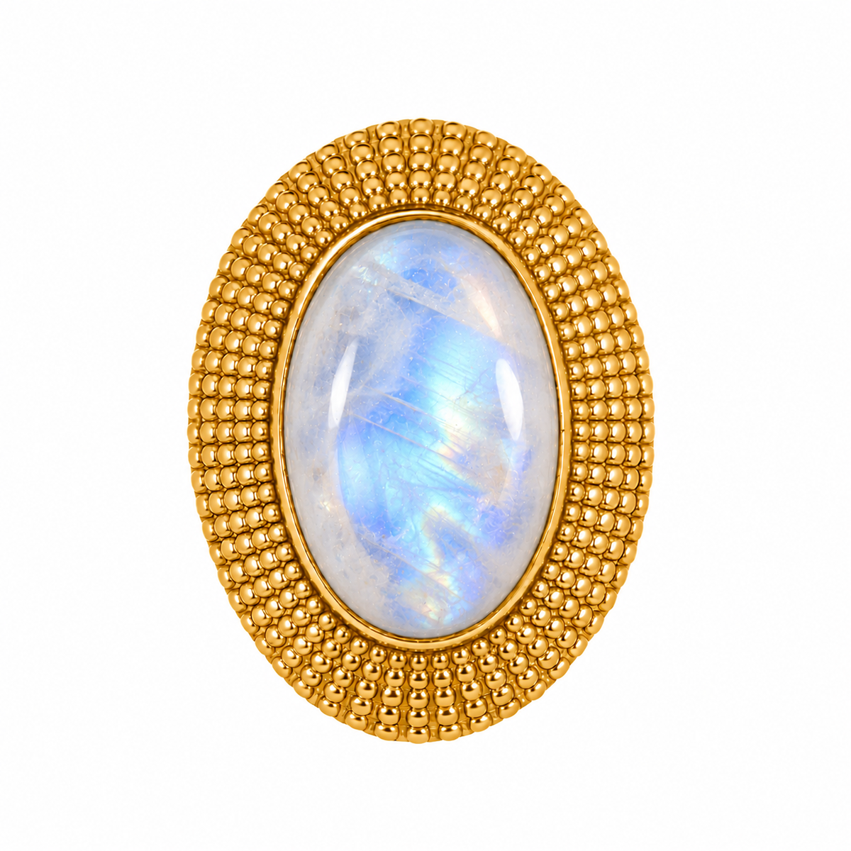 Large Oval Rainbow Moonstone Ring: The Cleopatra