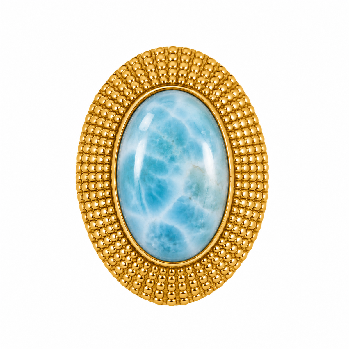 Large Oval Larimar Ring: The Cleopatra