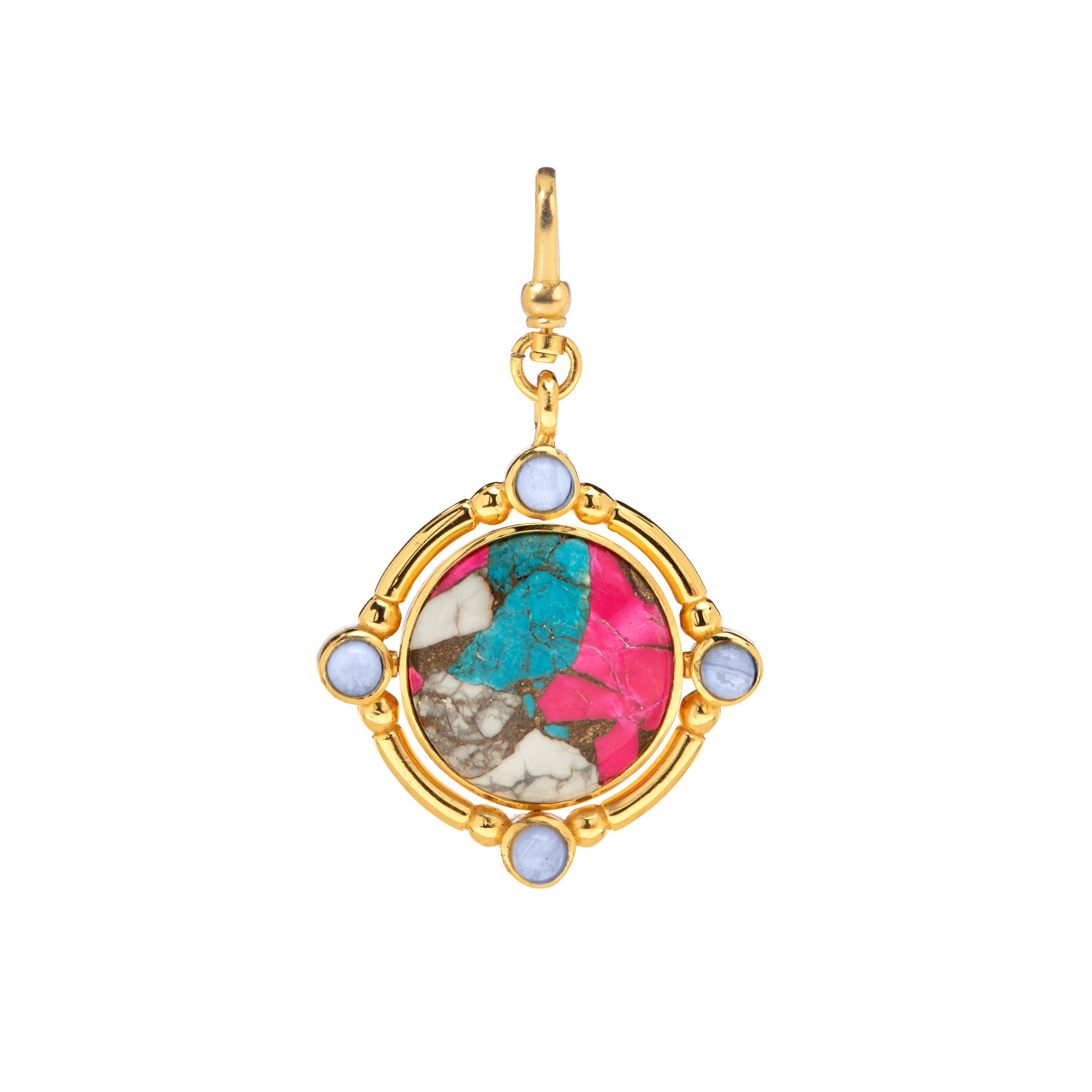 The Odette: Turquoise & Compressed Stone  4-in-1 Reversible/Flippable Charm