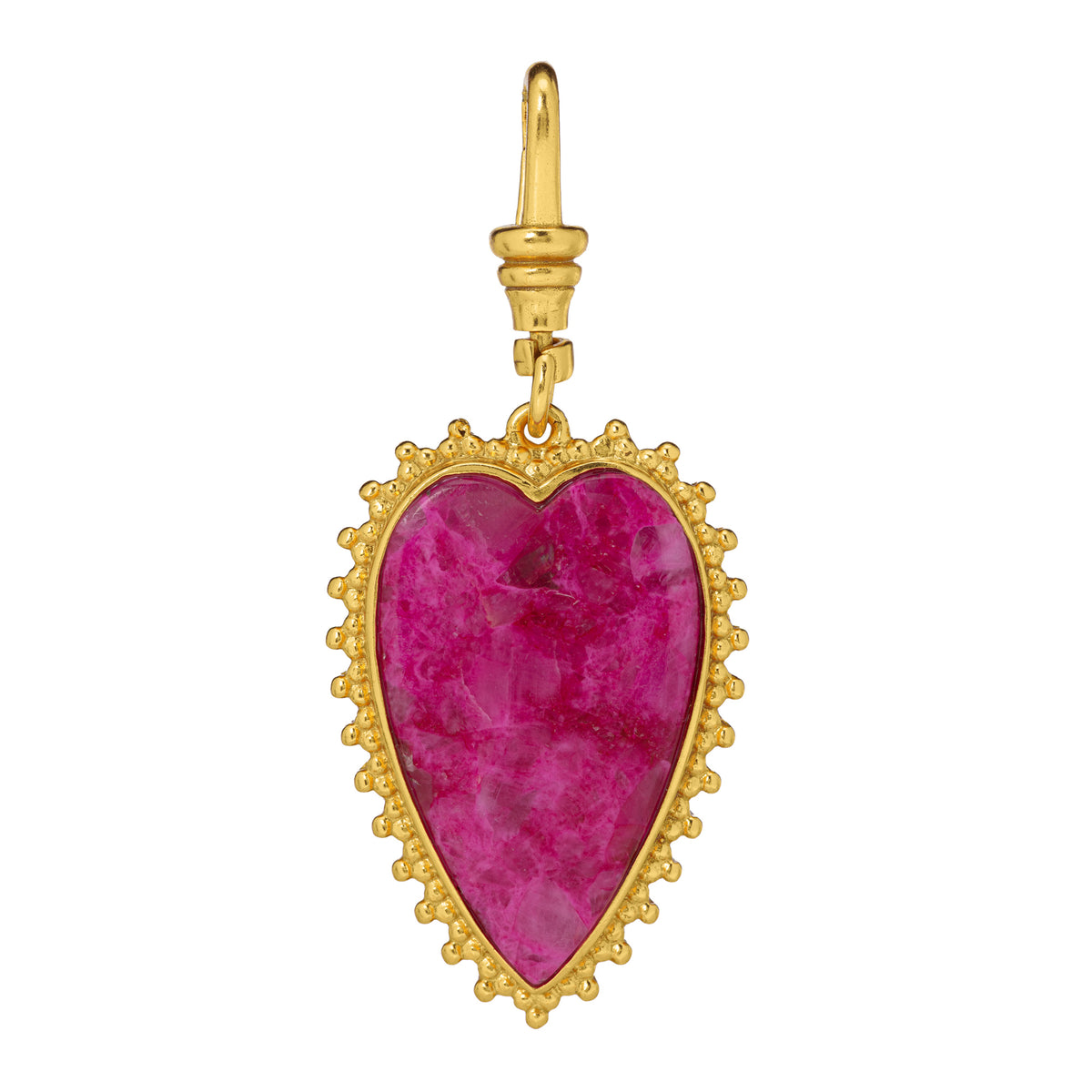 Large Elongated Pink Mohave Sunburst Reversible Puffy Heart Charm: The Kylie
