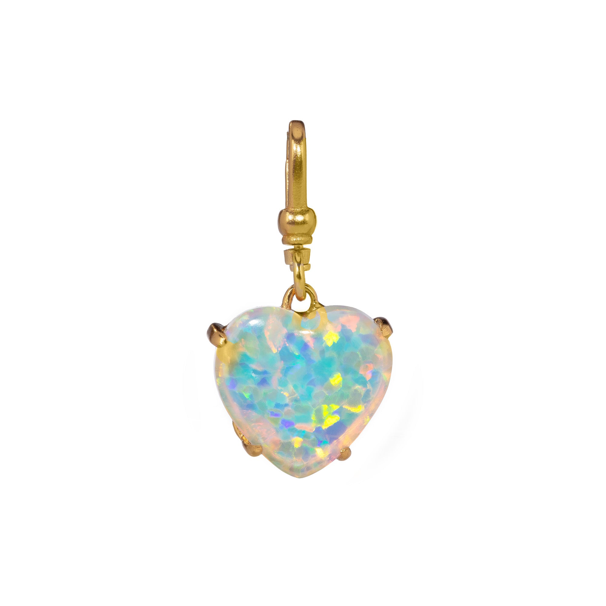Small Opal Love Heart Charm
