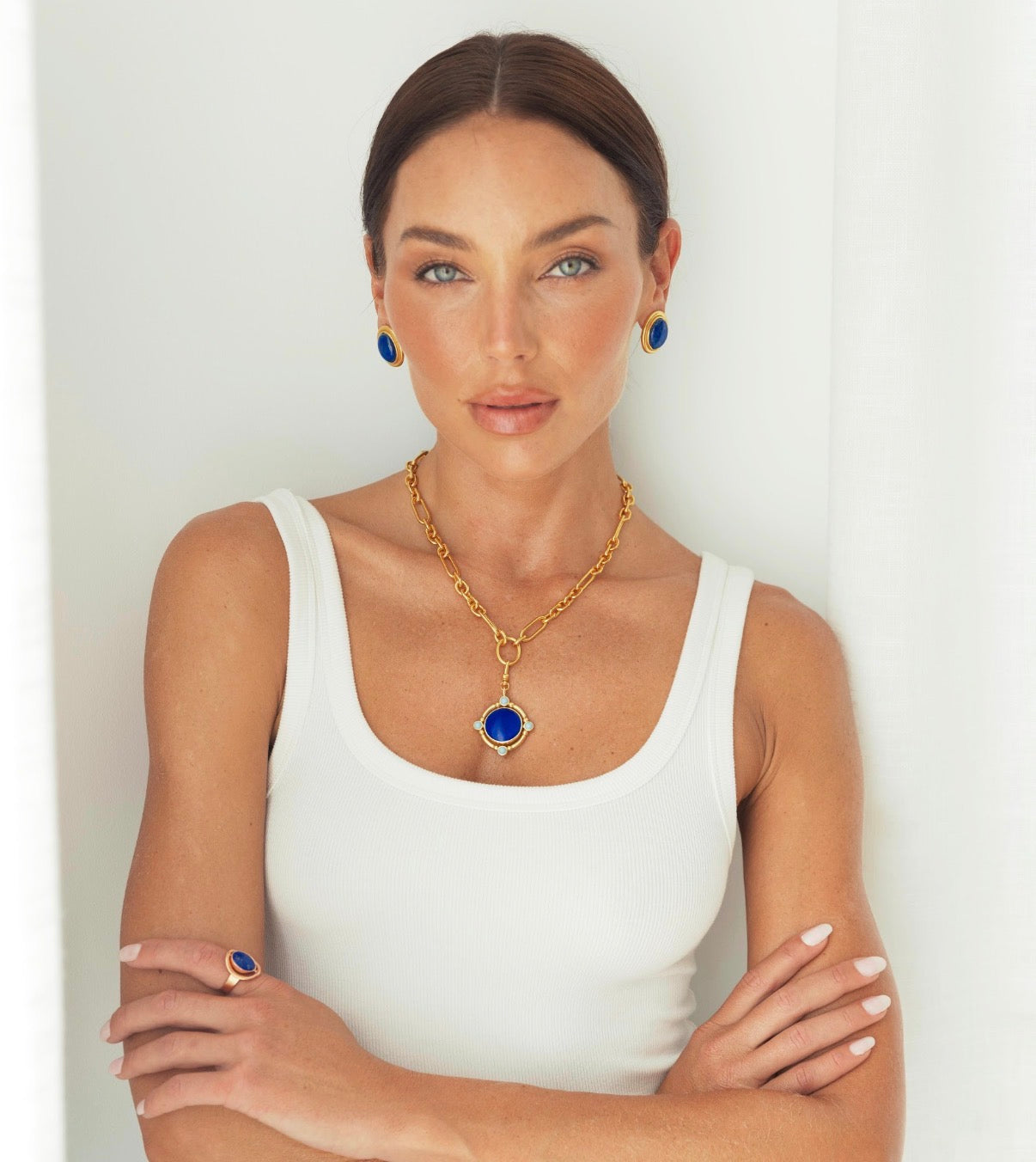 The Odette:  Lapis Lazuli & Phosphosiderite 4-in-1 Reversible/Flippable Charm