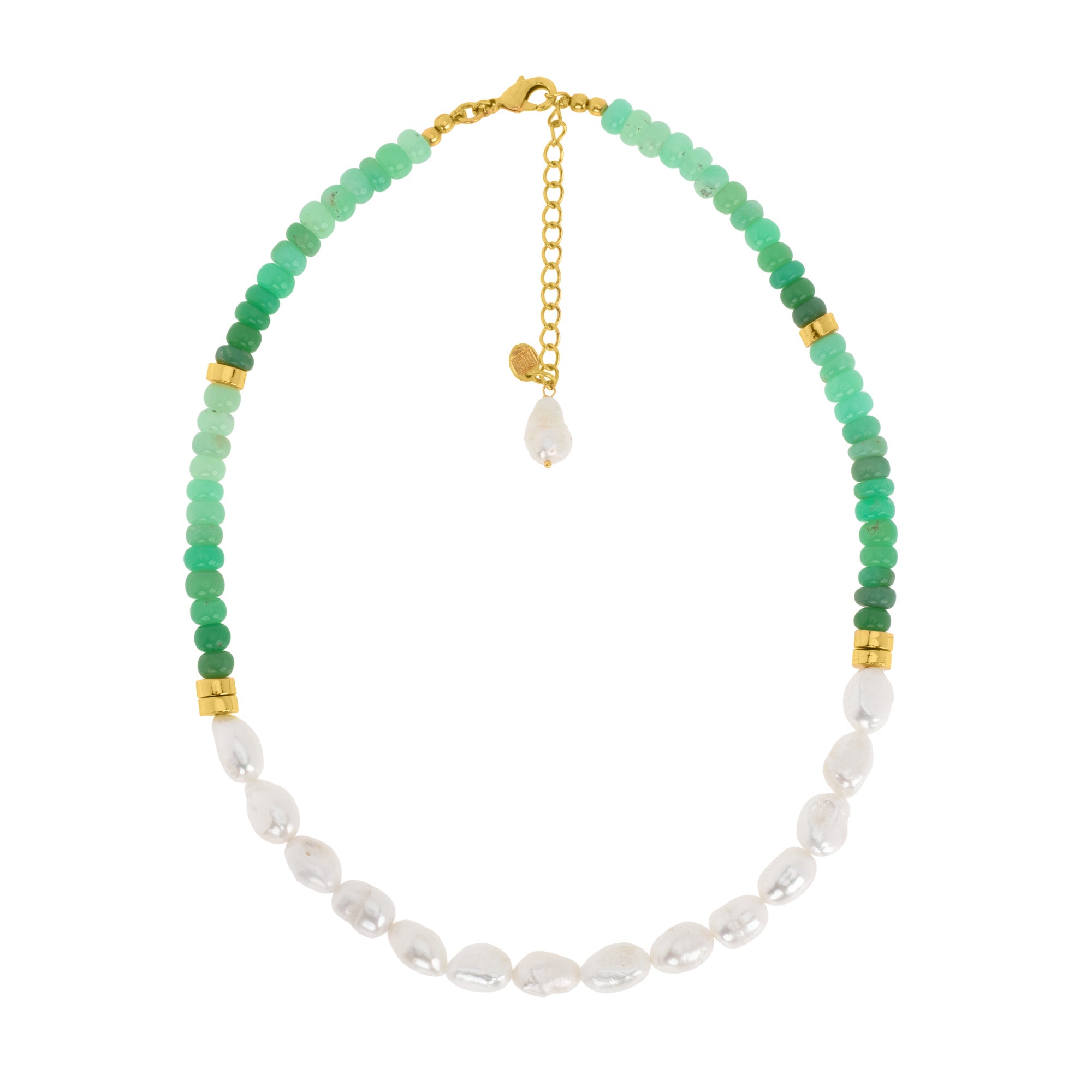 Chrysoprase & Freshwater Pearl Necklace: The Jodhi