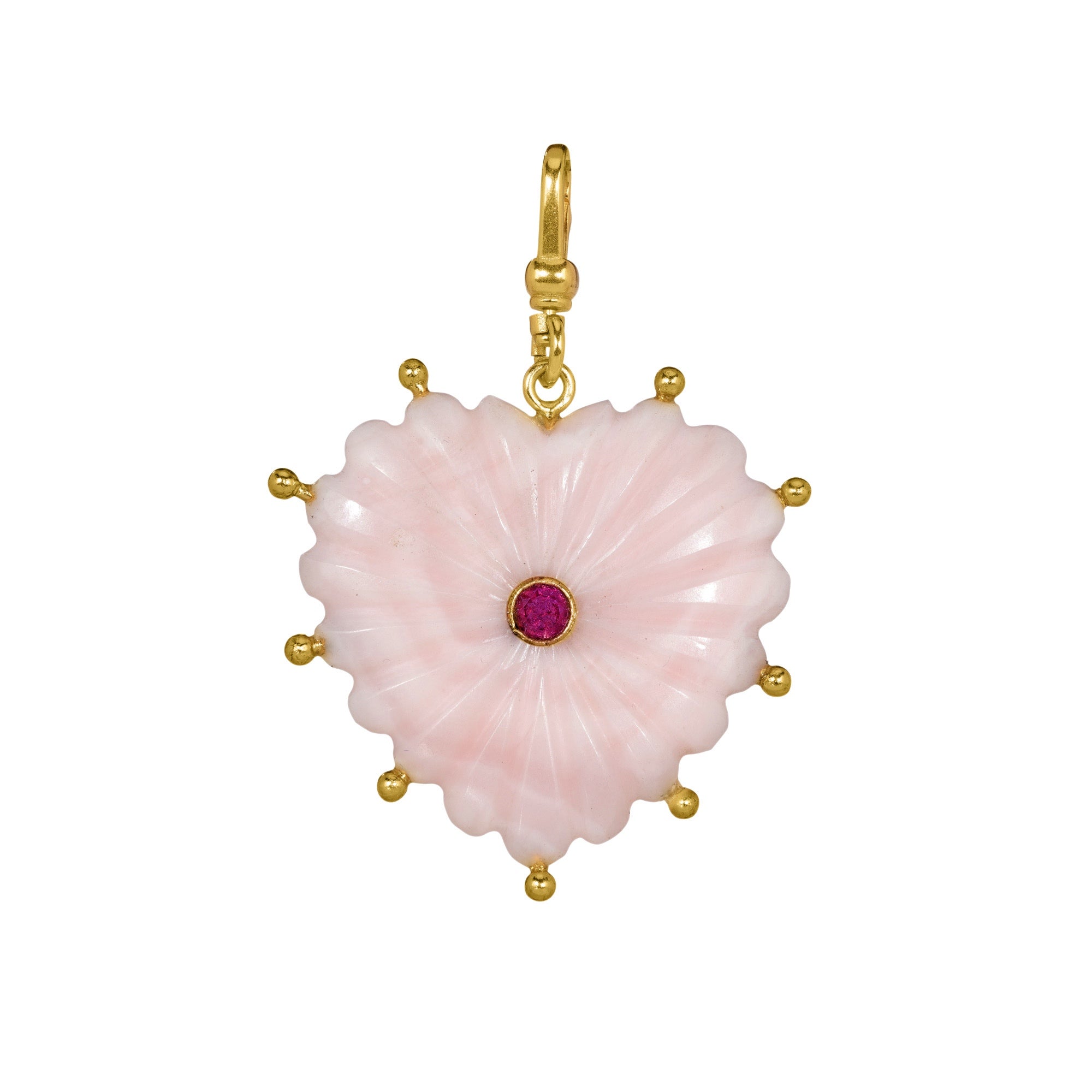 Reversible Carved Pink Opal Heart: The Mabel