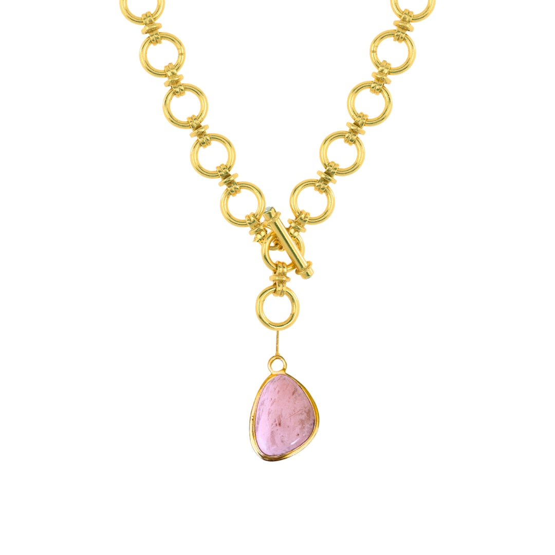 18k Gold Vermeil Chunky Link T-Bar Necklace: The Willow