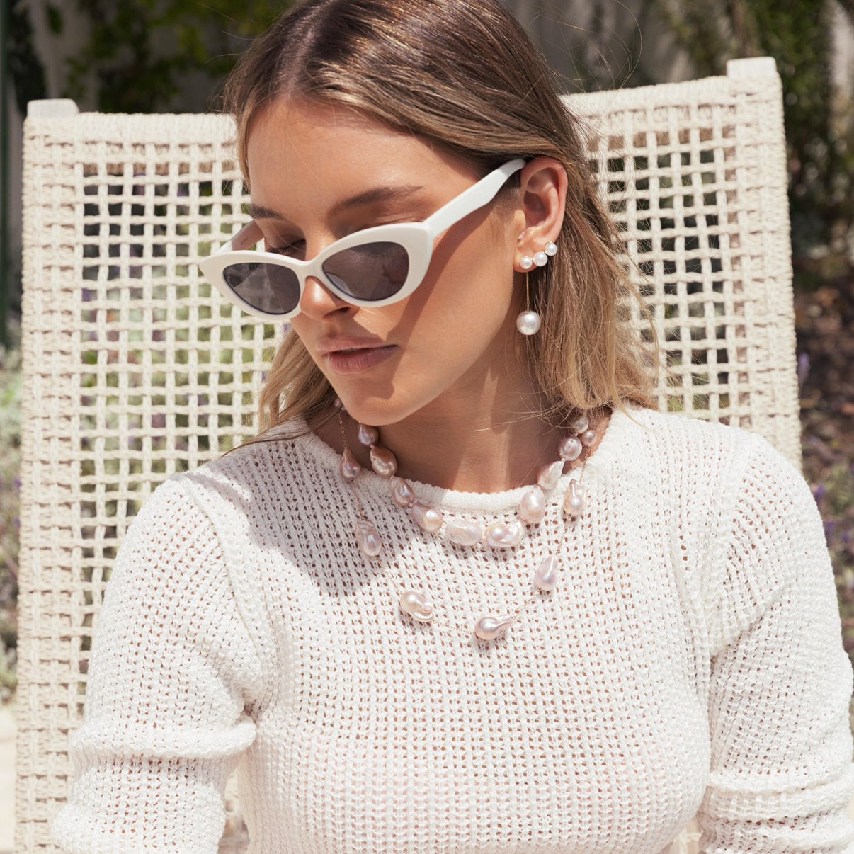 The Annabelle: Pink Baroque Pearl & Chain Necklace