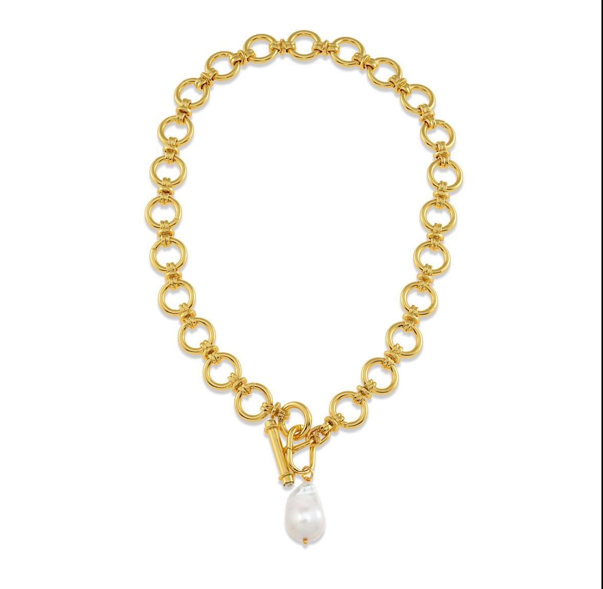 18k Gold Vermeil Chunky Link T-Bar Necklace: The Willow