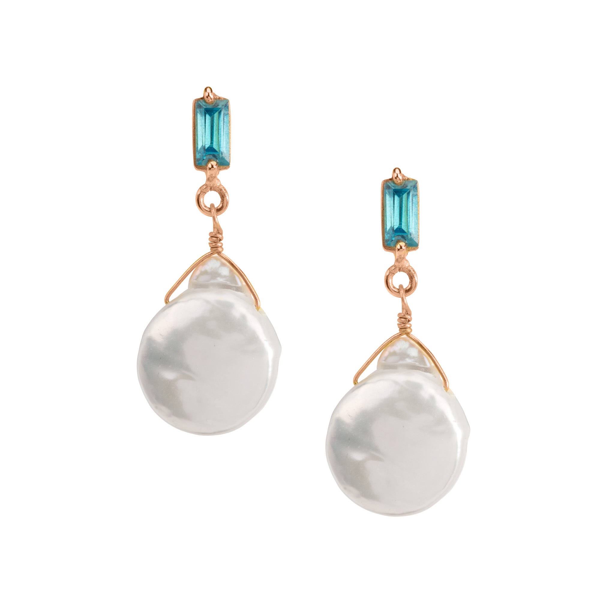 Gemstone and Coin Pearl Drop Earring: The Evie