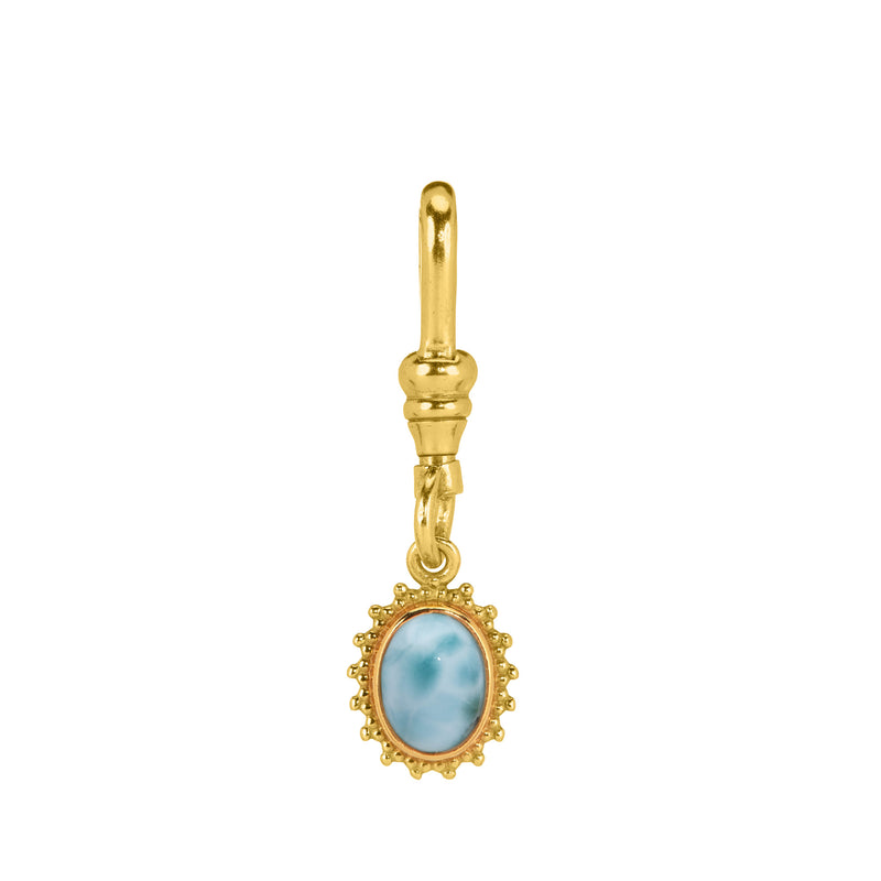 Mini Sunburst Bezel Charm (Larimar)