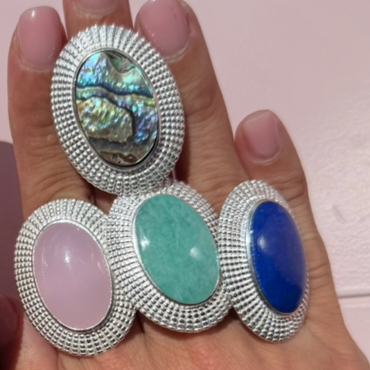 Large Oval Amazonite Ring: The Cleopatra