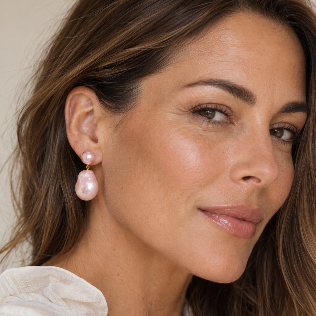 Pink Baroque Pearl Drop Earrings: The Rosalia