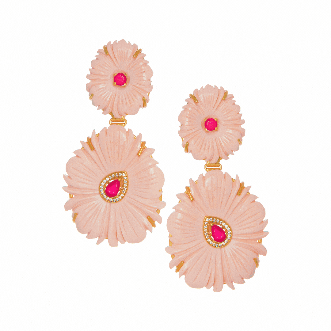 Carved Flower Statement Earrings: The Emilia