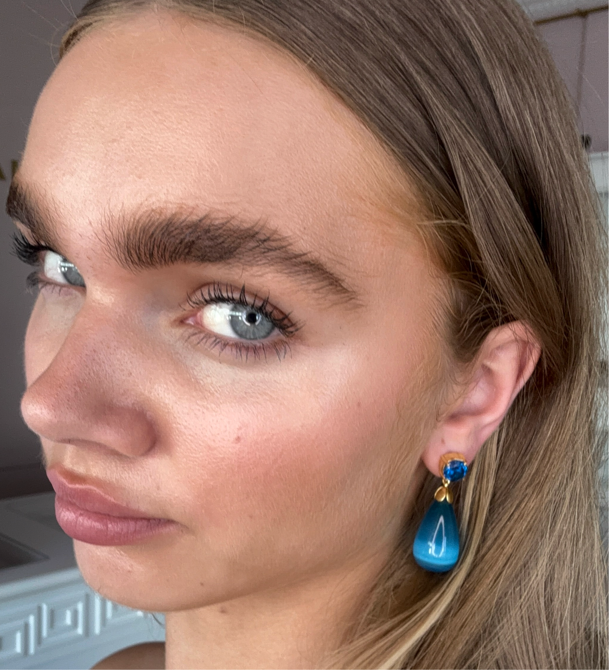 London Blue Topaz and Cat's Eye Drop Earrings: The Loren