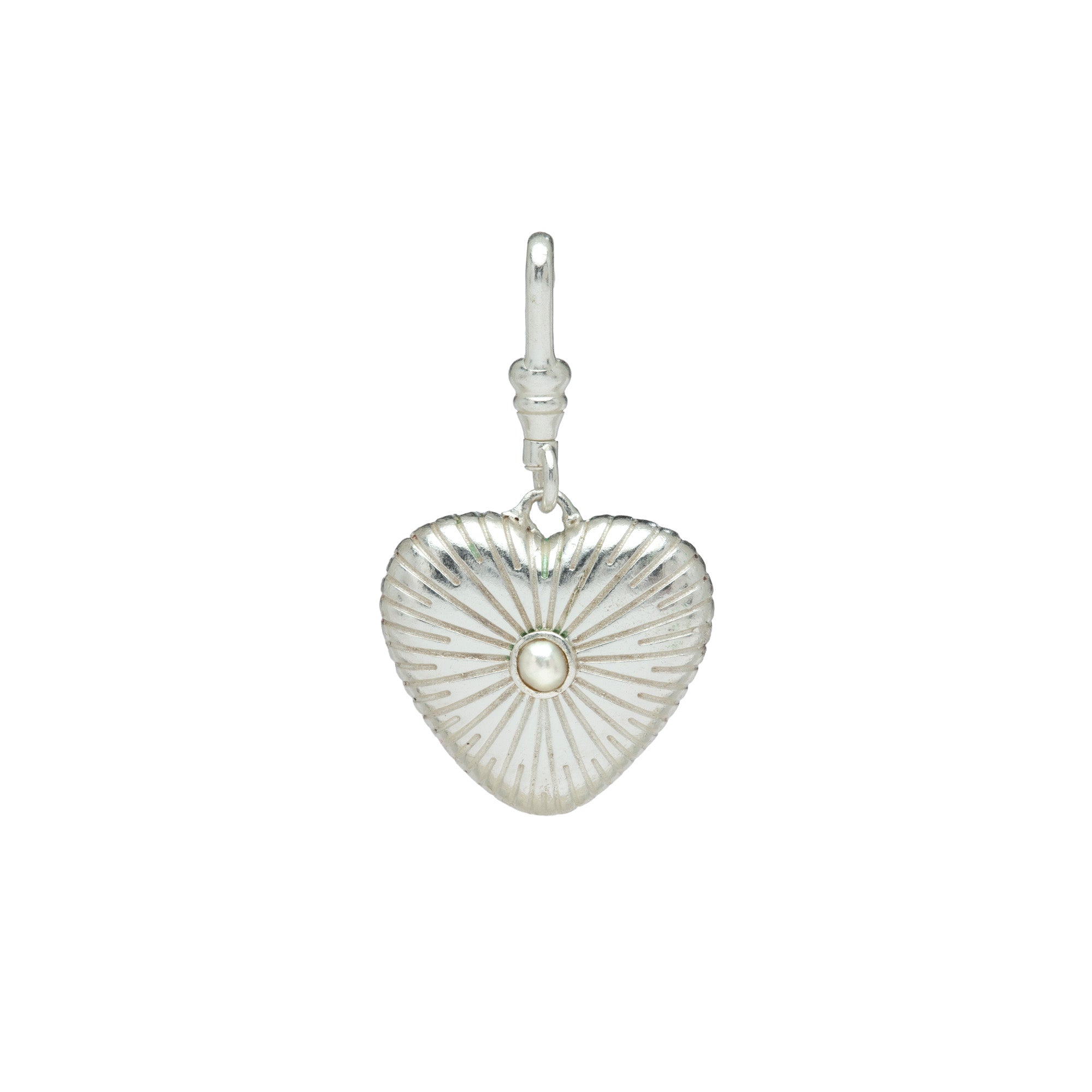 Engraved Puffy Heart Reversible Gemstone Charm
