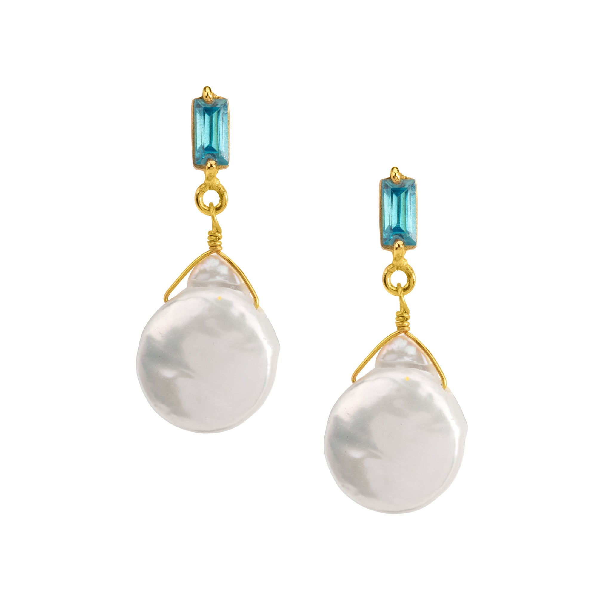 Gemstone and Coin Pearl Drop Earring: The Evie