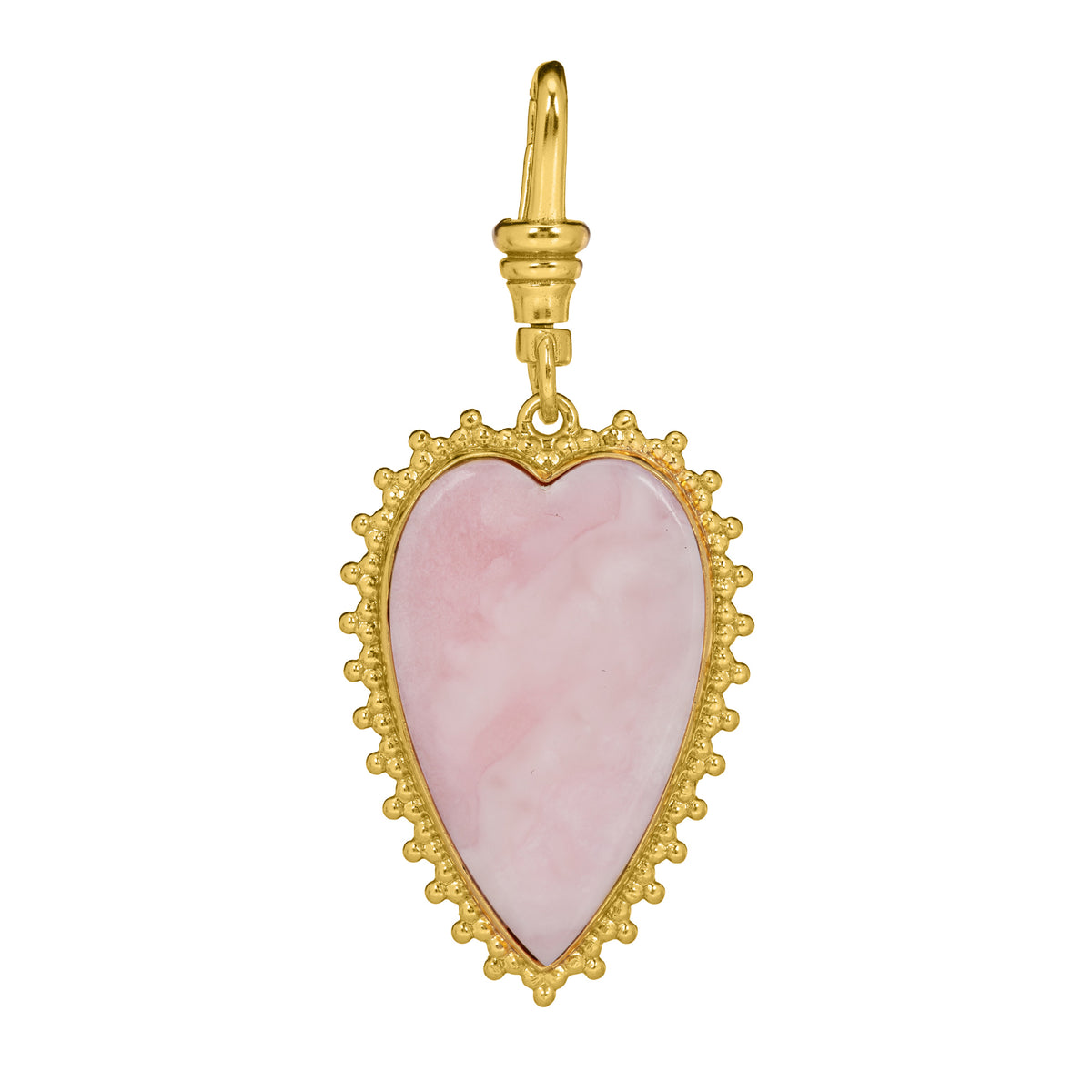 Large Elongated Pink Opal Sunburst Reversible Puffy Heart Charm: The Kylie