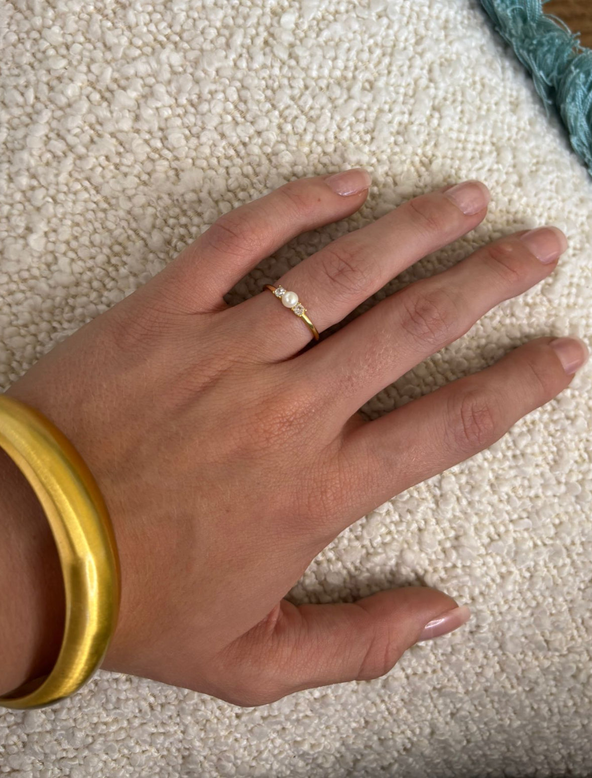 White Topaz and Pearl Ring: The Presley