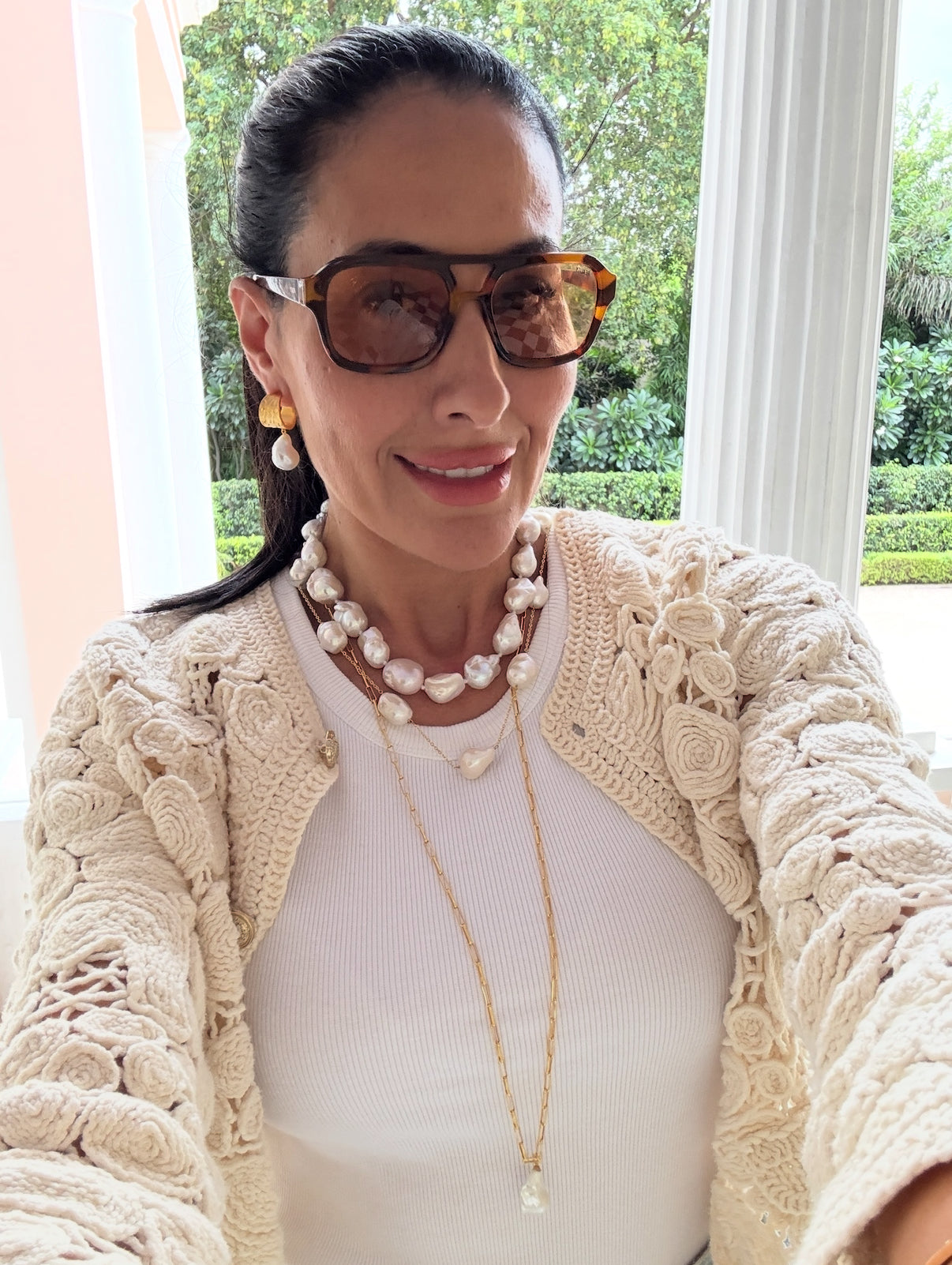 The Paloma: Small Hammered Hoop & Baroque Pearl Earrings