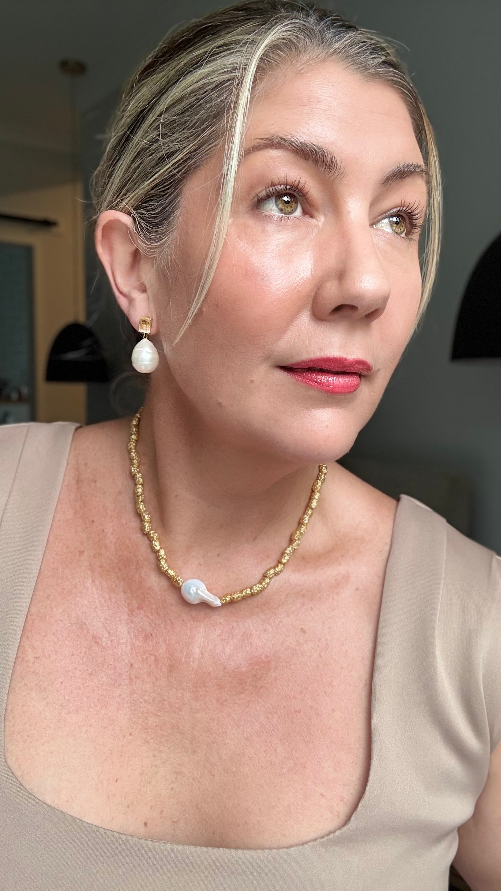 Citrine And Baroque Pearl Earrings: The Bellen