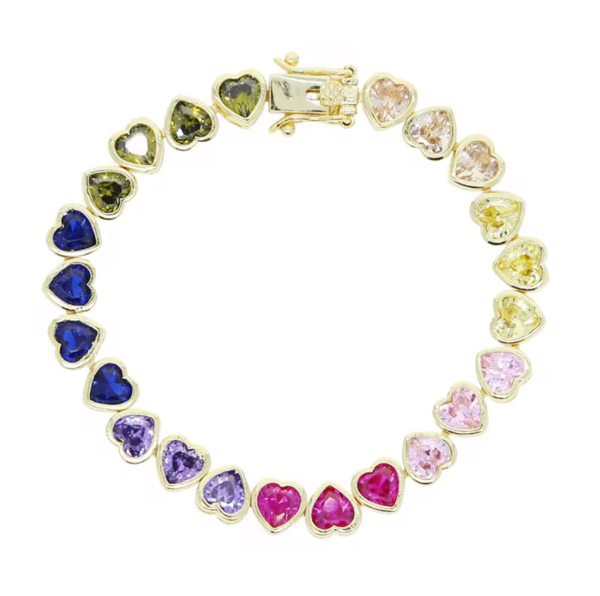 18k Gold Vermeil Cluster Love Heart Tennis Bracelet: The Linda