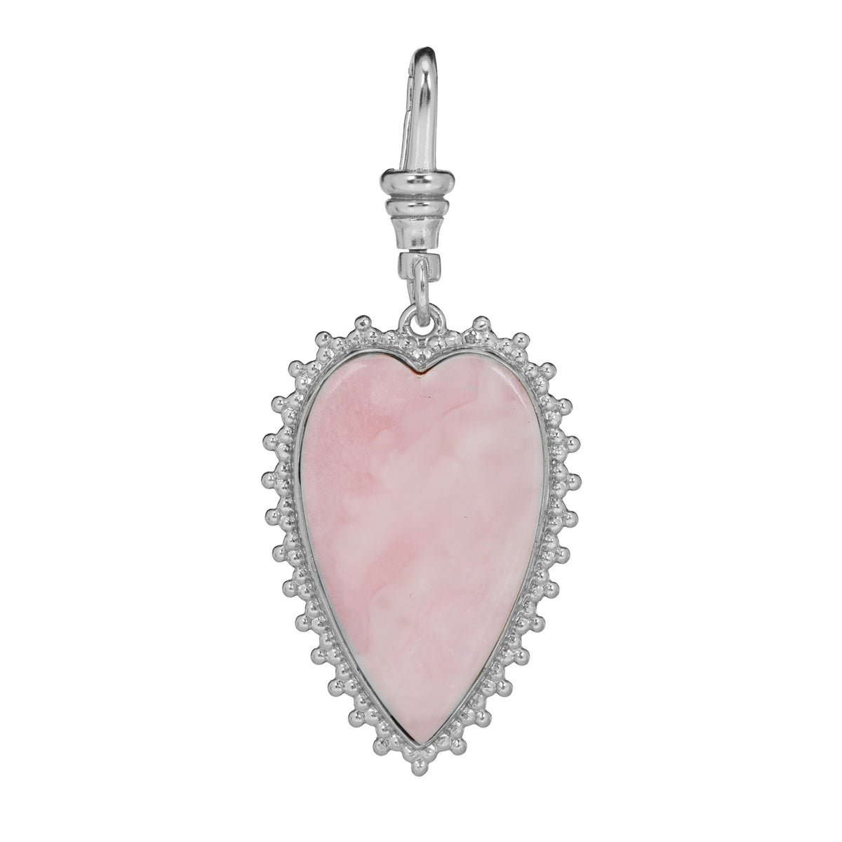 Large Elongated Pink Opal Sunburst Reversible Puffy Heart Charm: The Kylie