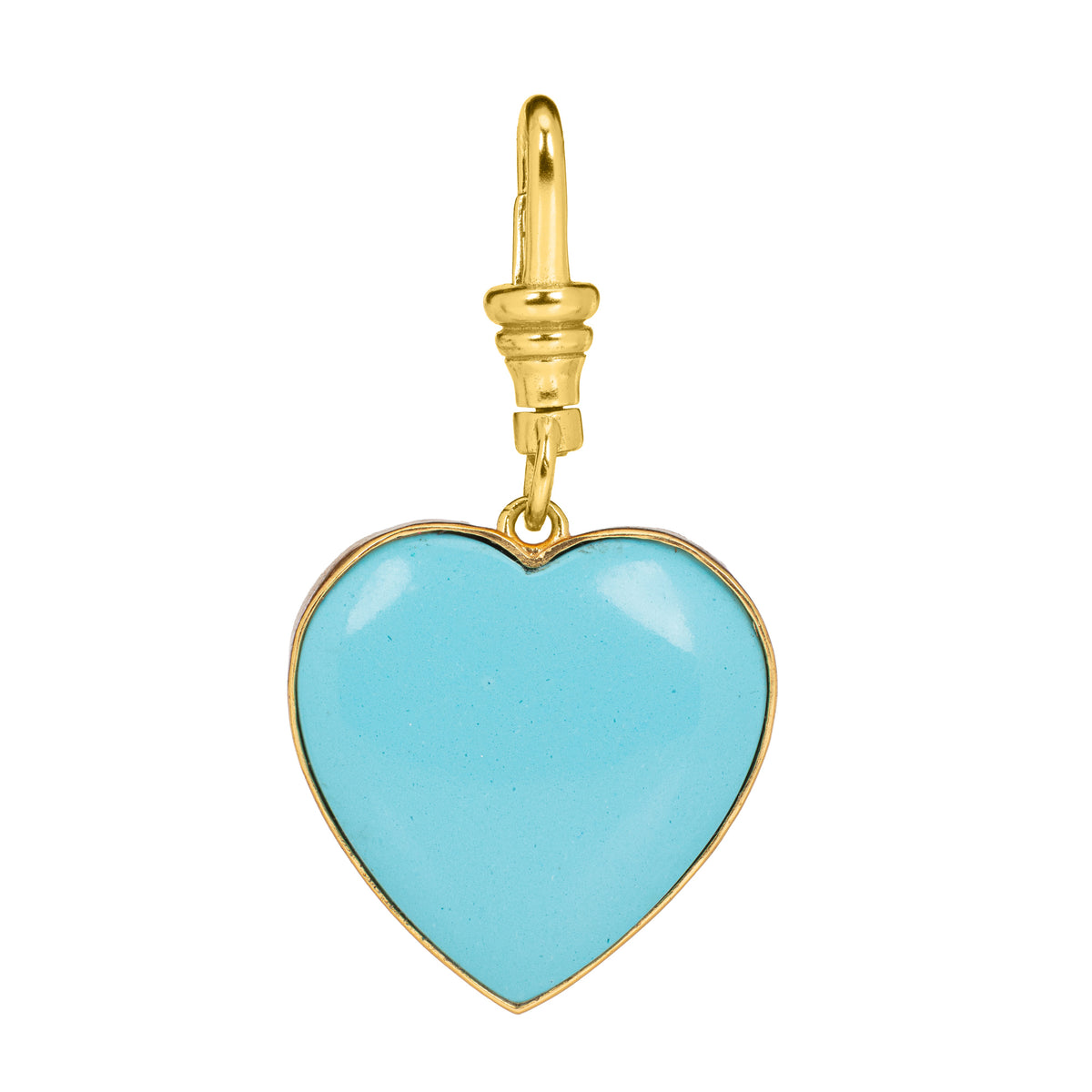 Large Wide Turquoise and Puffy Heart Reversible Charm: The Justine